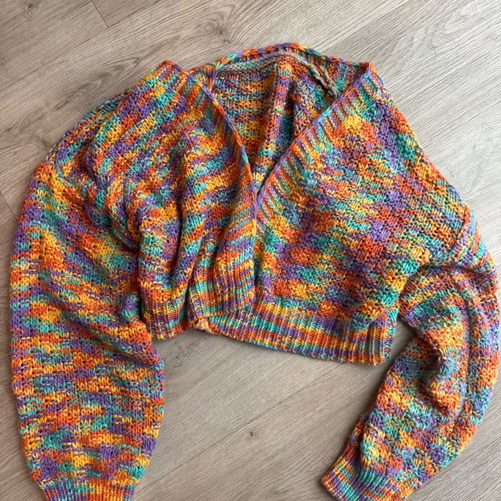 Multicolor cropped Knit Women's Sweater